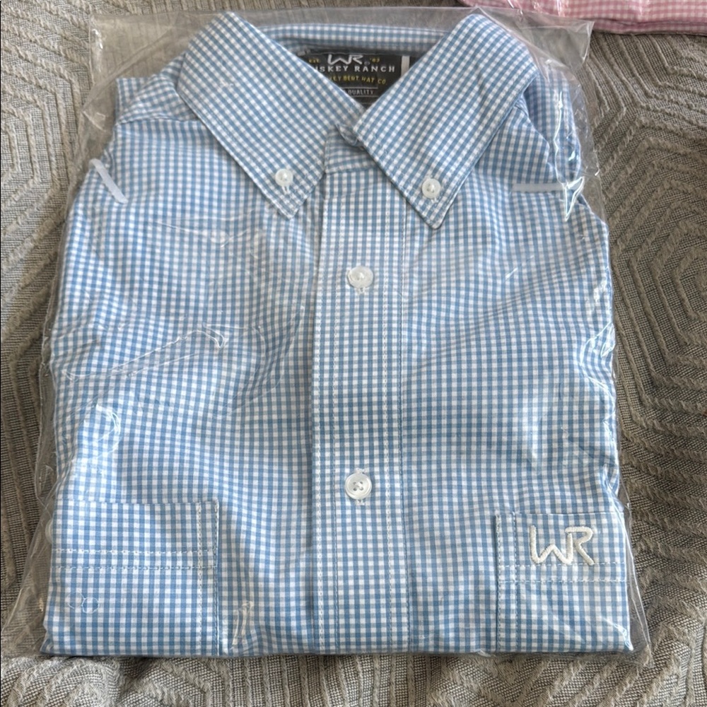 Blue Casual Button Down Shirt with Gingham Pattern
